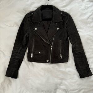 SL8 Dark grey Suede moto jacket- Small